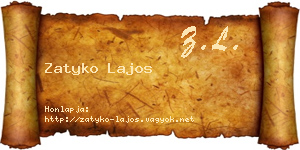Zatyko Lajos névjegykártya